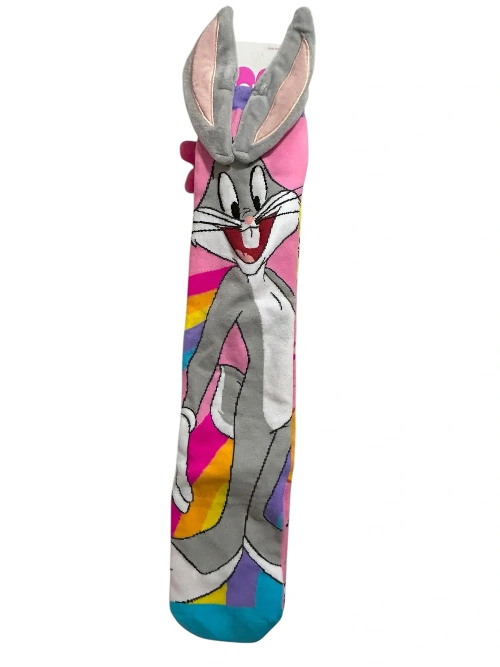 Jioiwa 3D Plush Ears Bugs Bunny Knee High Socks Mismatched Novelty Kid/Adult